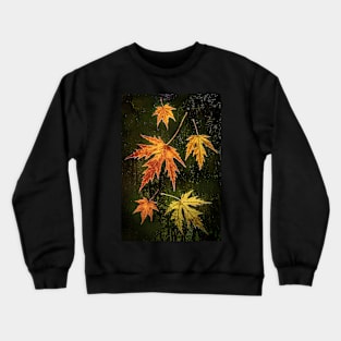 Acer Leaves on a Window with Raindrops Crewneck Sweatshirt